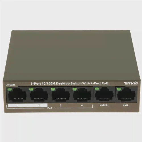 Коммутатор Tenda TEF1106P-4-63W, 6x100 Мбит/с-0